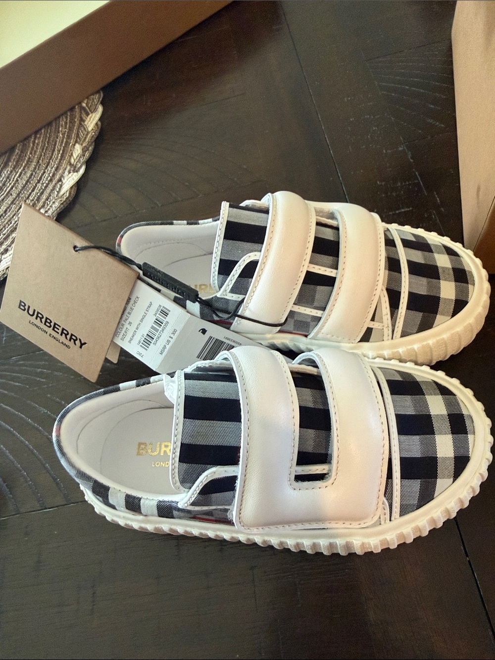 Burberry Kids Black & White Check Sneakers authentic 9 1/2 kids Burberry